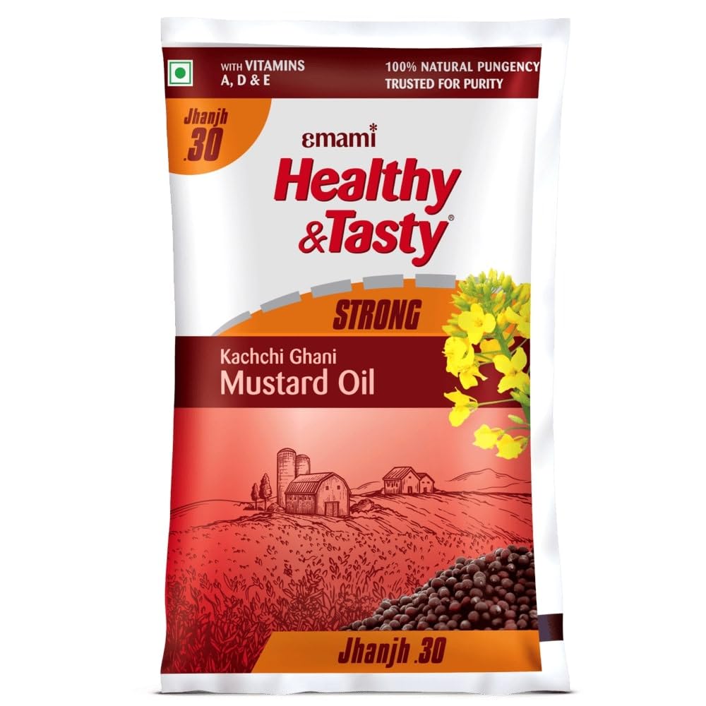 EMAMI Healthy & Tasty Kachchi Ghani Mustard Oil Pouch | 825 g